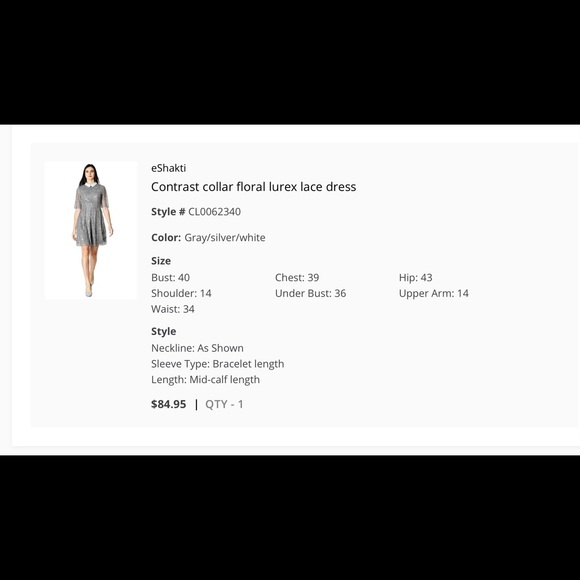 🎉HOST PICK🎉 Eshakti Silver Lace Dress size 14 - Picture 3 of 15